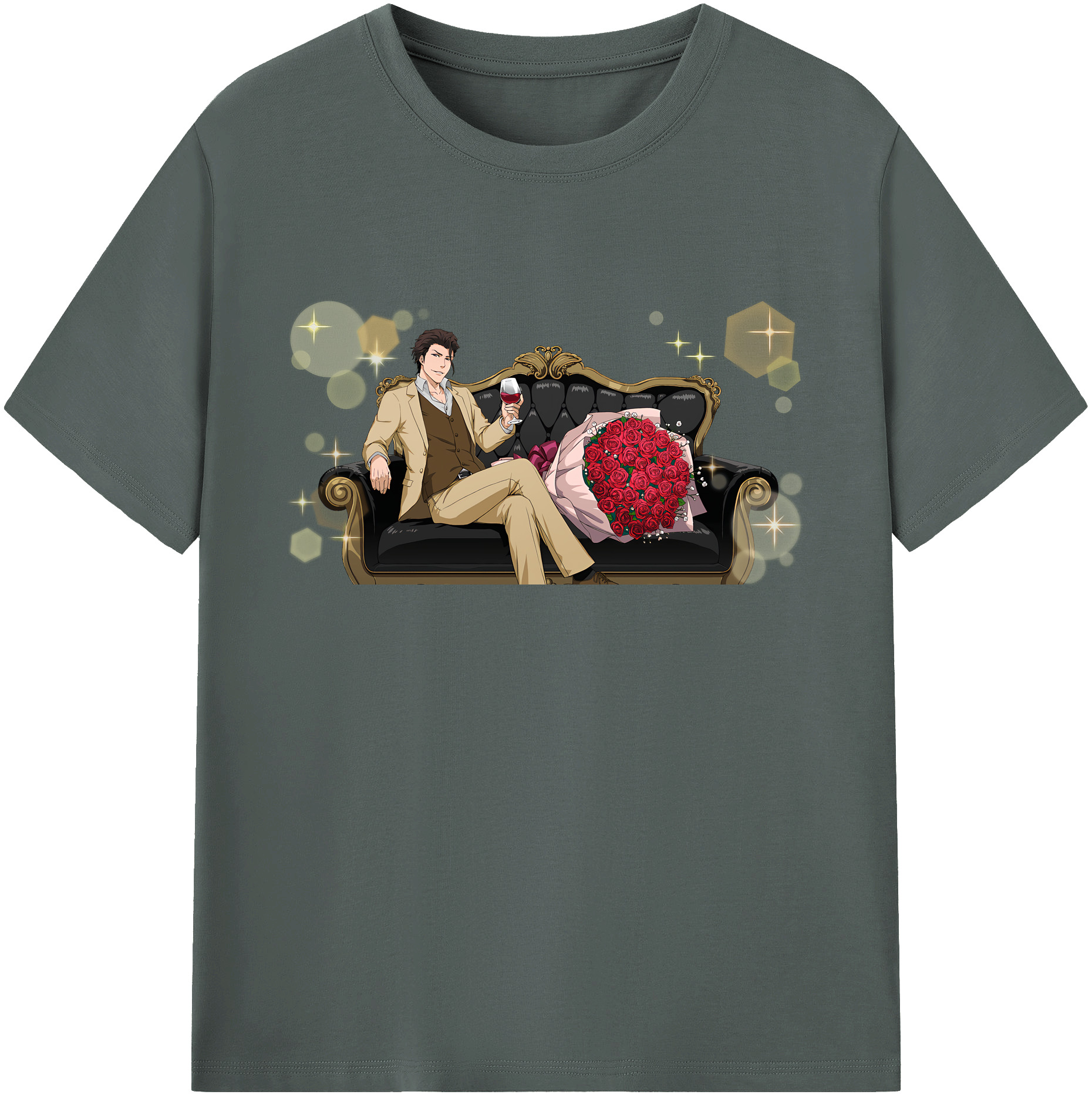 （画像用） ブリーチ 藍染 惣右介（あいぜん そうすけ） BLEACH Aizen Sousuke 綿100％ メンズ半袖Tシャツ｜肌触りやわらか＆通気性